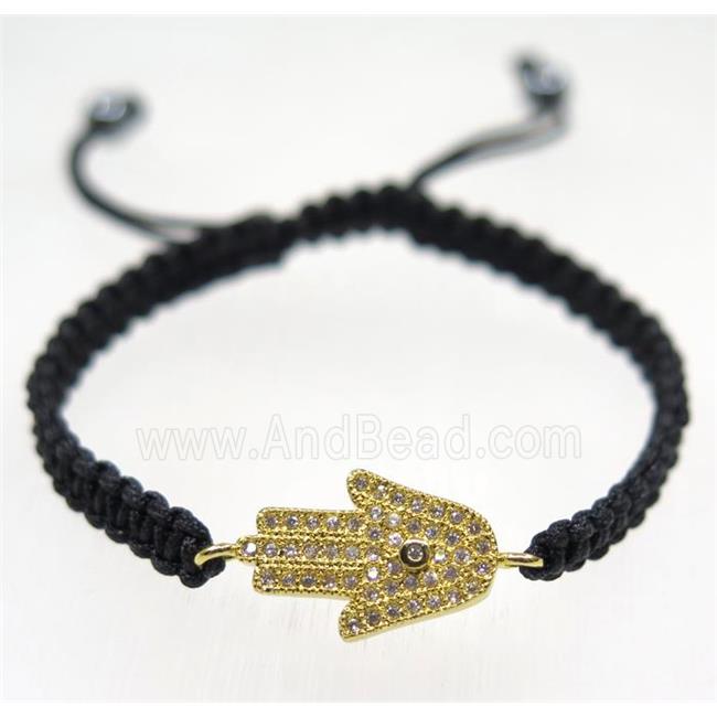 handmade bracelet with Hamsahand pave zircon, nylon wire