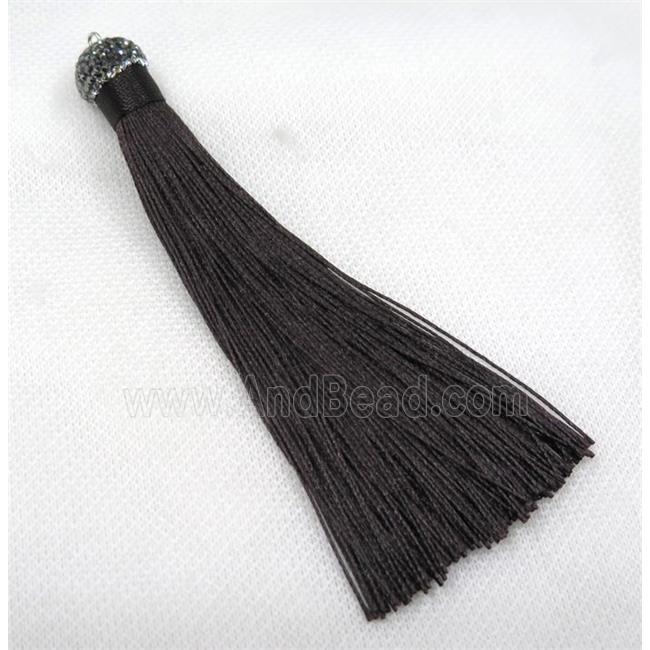 tassel with nylon wire, rhinestone, coffee