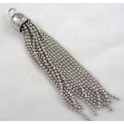 handmade tassel pendant, copper chain, platinum plated