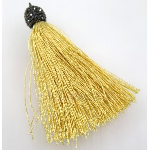 yellow nylon tassel pave rhinestone