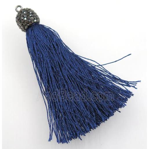 darkblue nylon tassel pave rhinestone