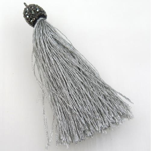 gray nylon wire tassel pave rhinestone