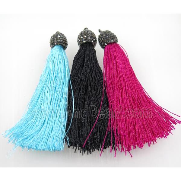nylon tassel pave rhinestone, mix color