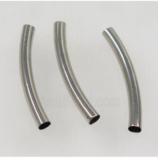 brass tube beads, platinum plated