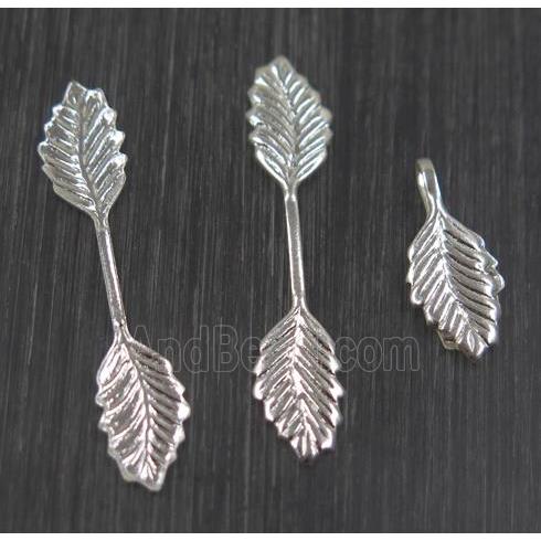 leaf Brass charm, silver plated