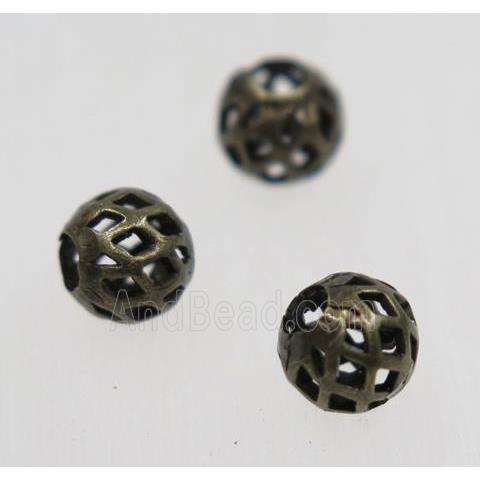 Brass hollow ball bead, Antique bronze