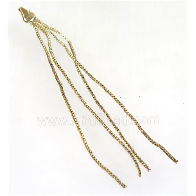 copper tassel pendant with chain, gold plated