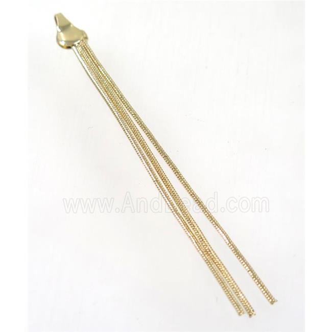 copper tassel pendant with chain, gold plated