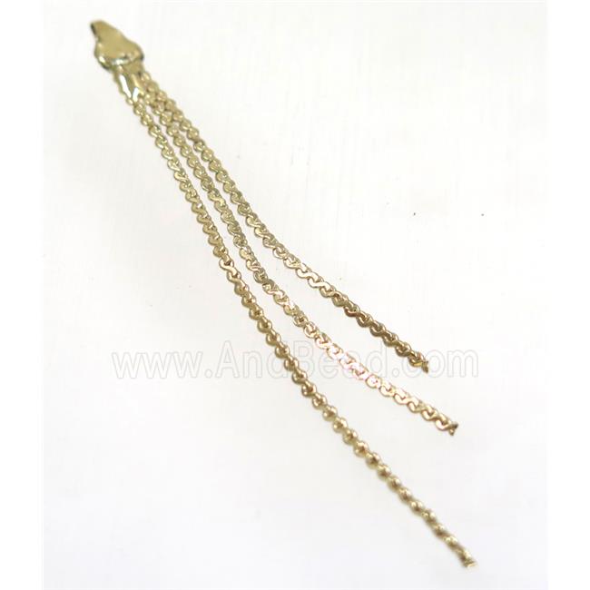 copper tassel pendant with chain, gold plated