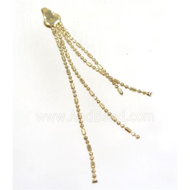 copper tassel pendant with chain, gold plated
