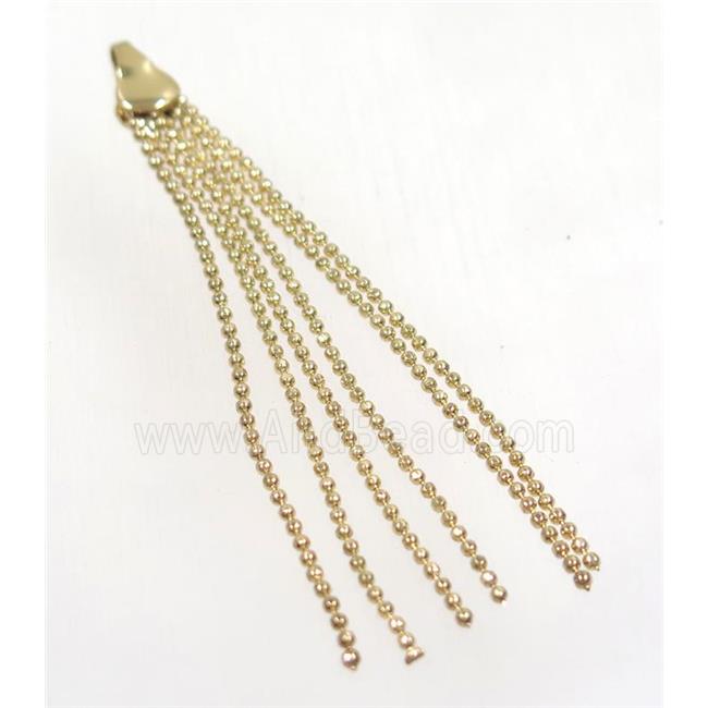 copper tassel pendant with chain, gold plated