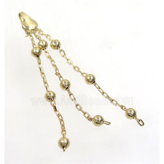 copper tassel pendant with chain, gold plated