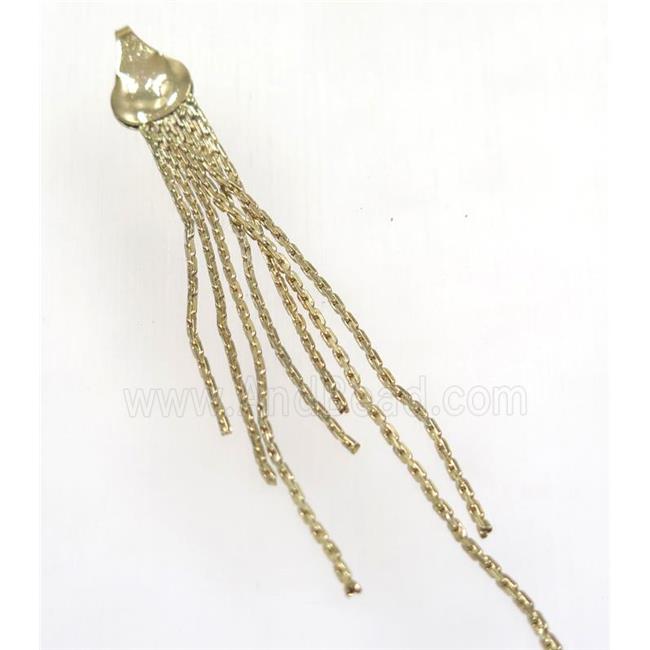 copper tassel pendant with chain, gold plated