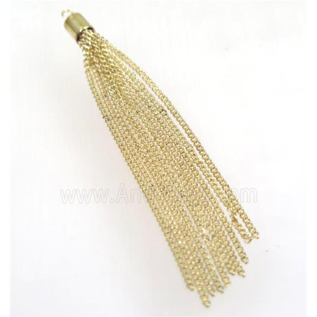 copper tassel pendant with chain, gold plated