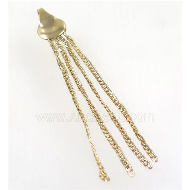 copper tassel pendant with chain, gold plated
