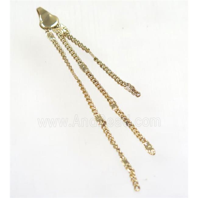 copper tassel pendant with chain, gold plated