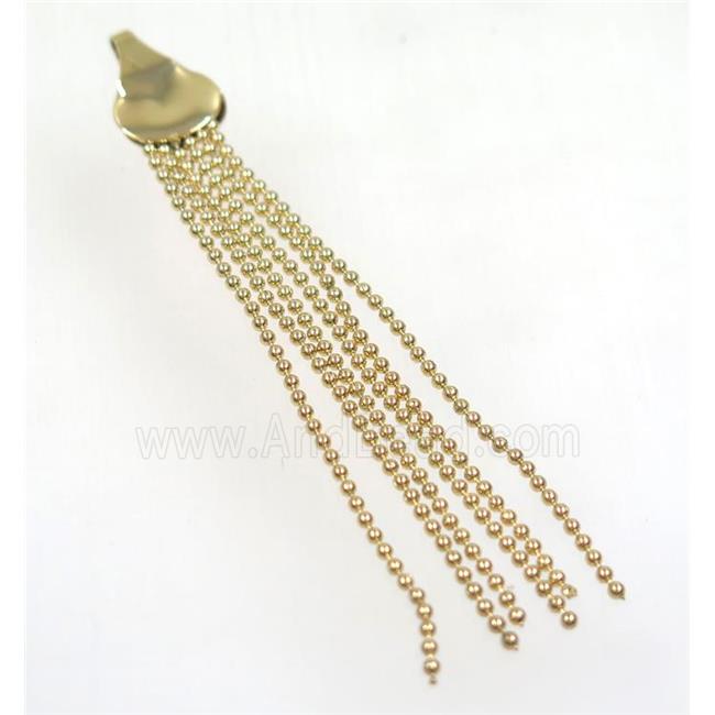 copper tassel pendant with chain, gold plated