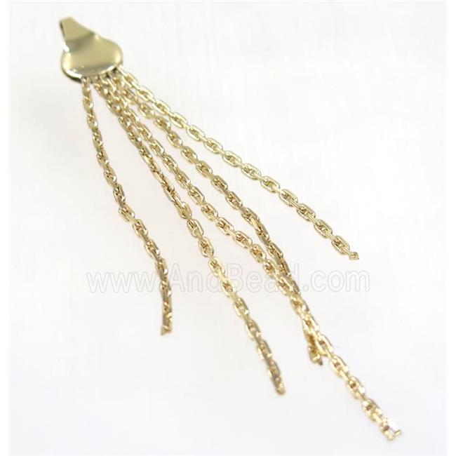 copper tassel pendant with chain, gold plated