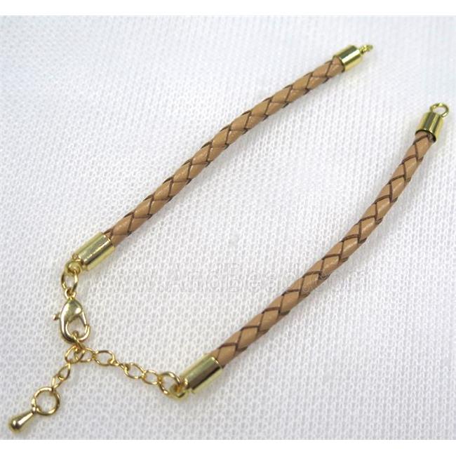 brown PU leather bracelet chain