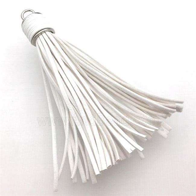 white Suede tassel pendants