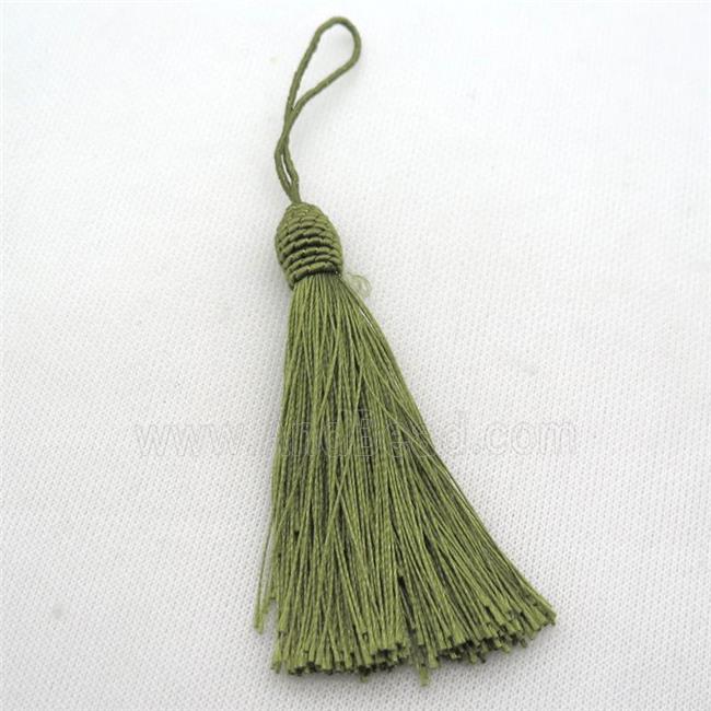 olive Nylon wire tassel pendants