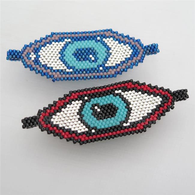 Handcraft eye connector with seed glass beads, mix color