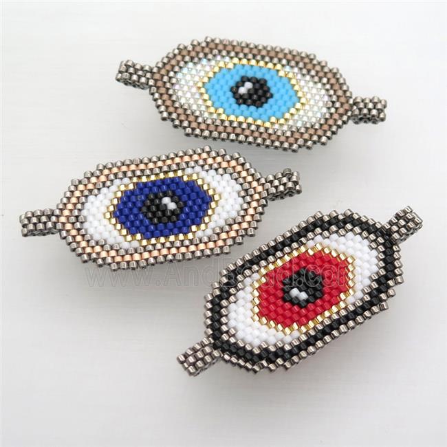 Handcraft eye connector with seed glass beads, mixc olor