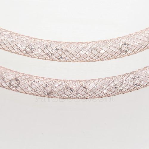 Rhinestone necklace chain with copper mesh, rose gold