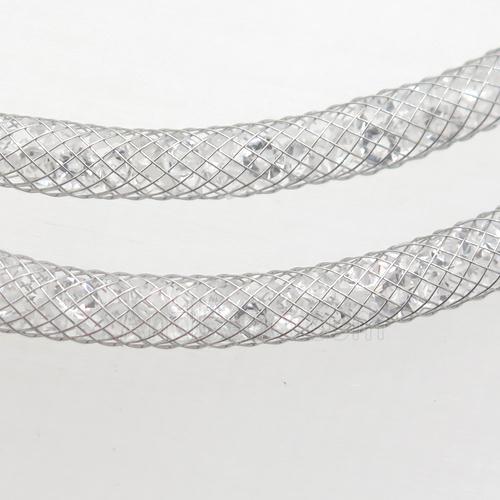 Rhinestone necklace chain with copper mesh, platinum plated