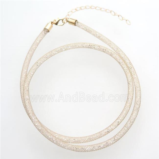 Rhinestone necklace chain with copper mesh, gold plated