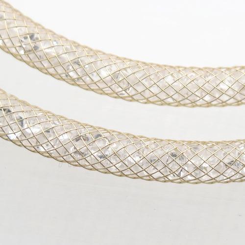 Rhinestone necklace chain with copper mesh, gold plated