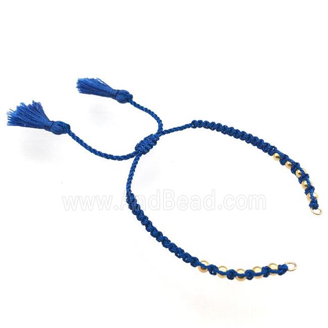 blue nylon wire bracelet chain with tassel, abjustable