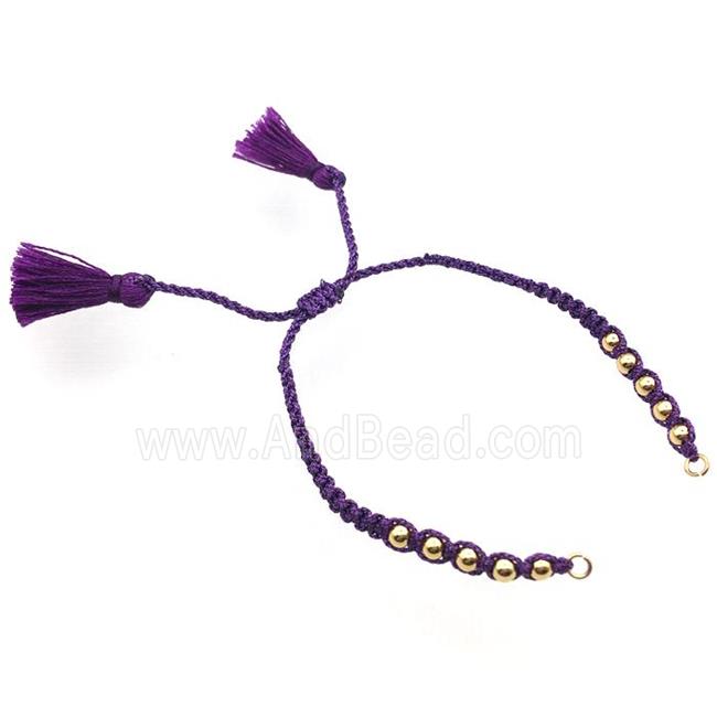 purple nylon wire bracelet chain with tassel