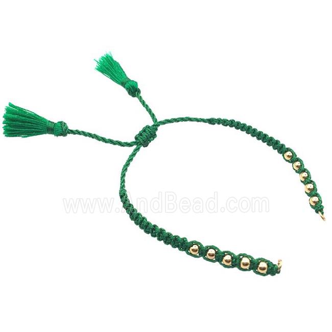green nylon wire bracelet chain with tassel