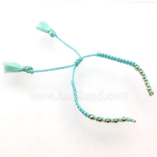 aqua nylon wire bracelet chain with tassel