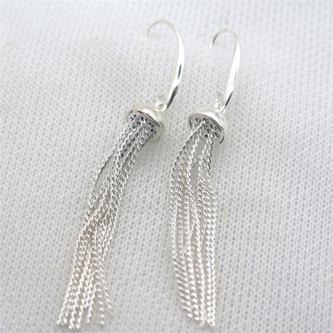copper Earrings with tassel, silver plated