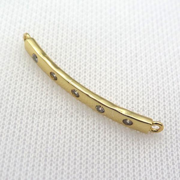 copper stick connector paved zircon, gold plated