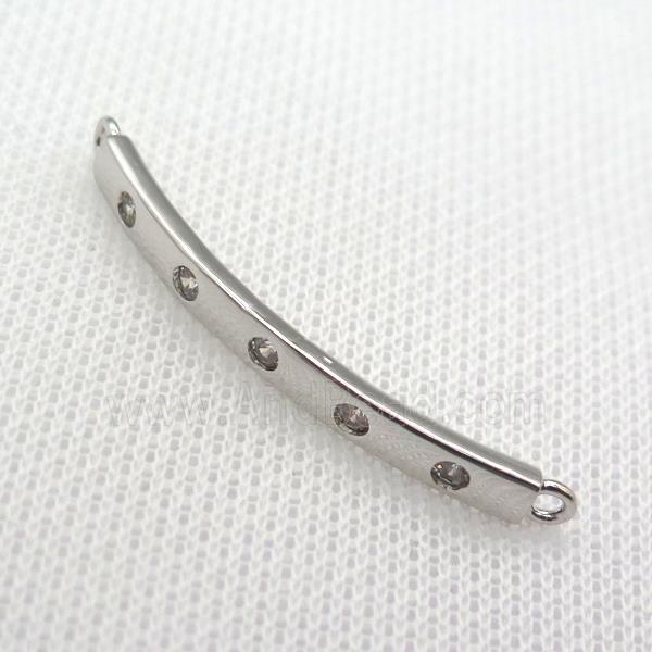 copper stick connector paved zircon, platinum plated