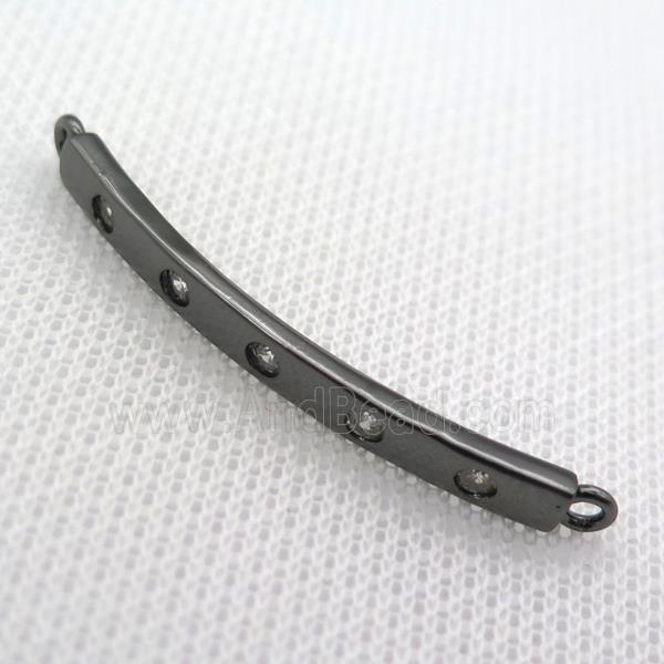 copper stick connector paved zircon, black plated