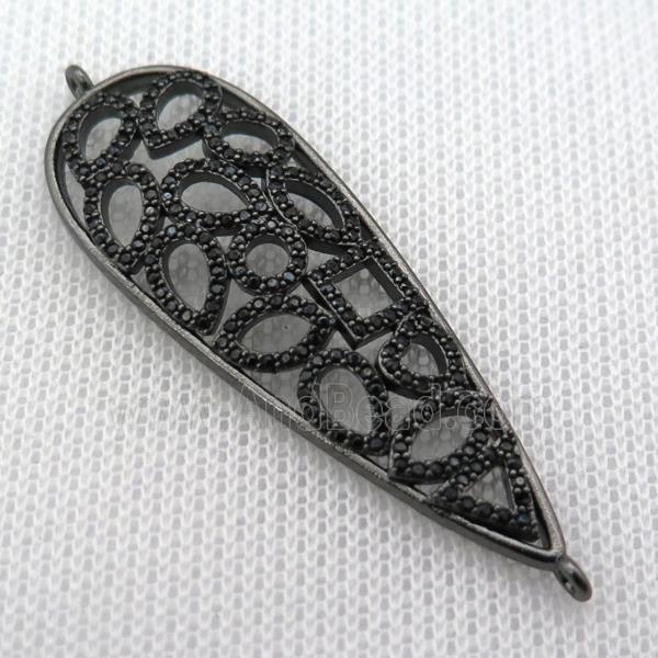 copper leaf connector paved zircon, black plated