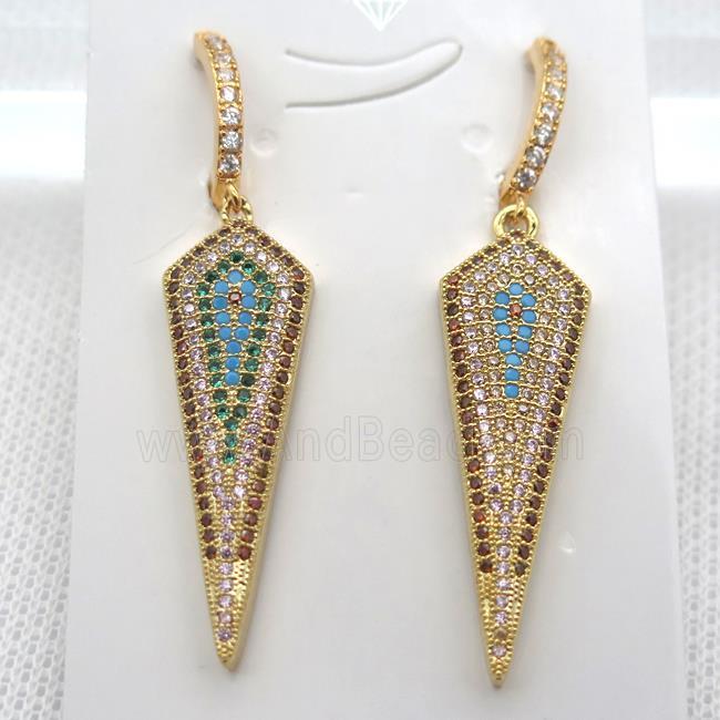 copper teardrop Hoop Earrings pave zircon, gold plated