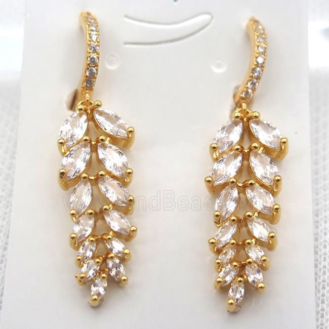 copper Hoop Earrings pave zircon, gold plated