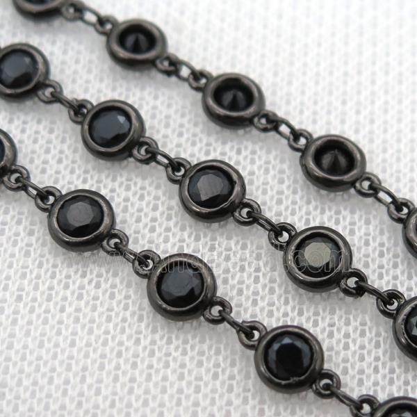 black Zircon Chain, copper, black plated