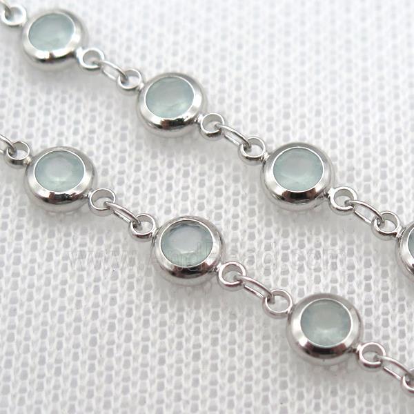 lt.green Zircon Chain, copper, platinum plated