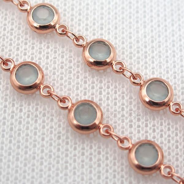 lt.green Zircon Chain, copper, rose gold