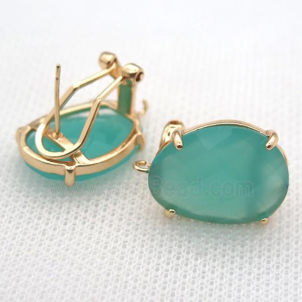 copper clip Earrings with crystal glass, gold plated