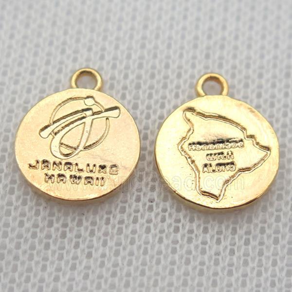 copper circle pendant, gold plated