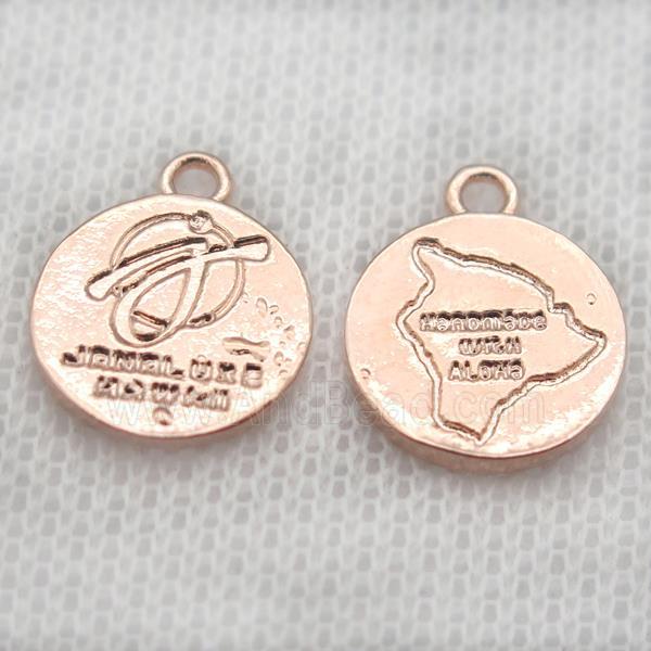 copper circle pendant, rose gold
