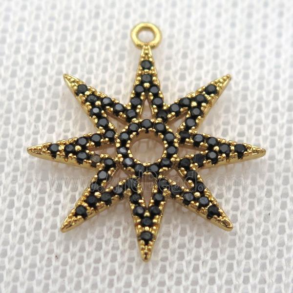 copper star pendant paved zircon, gold plated