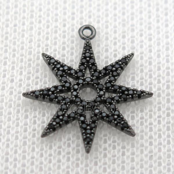 copper star pendant paved zircon, black plated